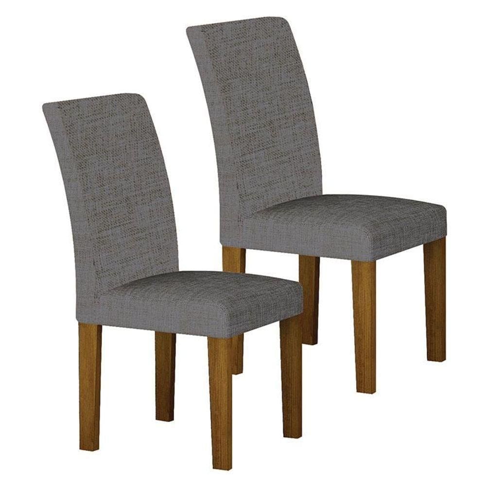Cadeira Para Mesa De Jantar Napoli Mdf Kit 2 Peças Freijó Linho Cinza - Leifer Móveis