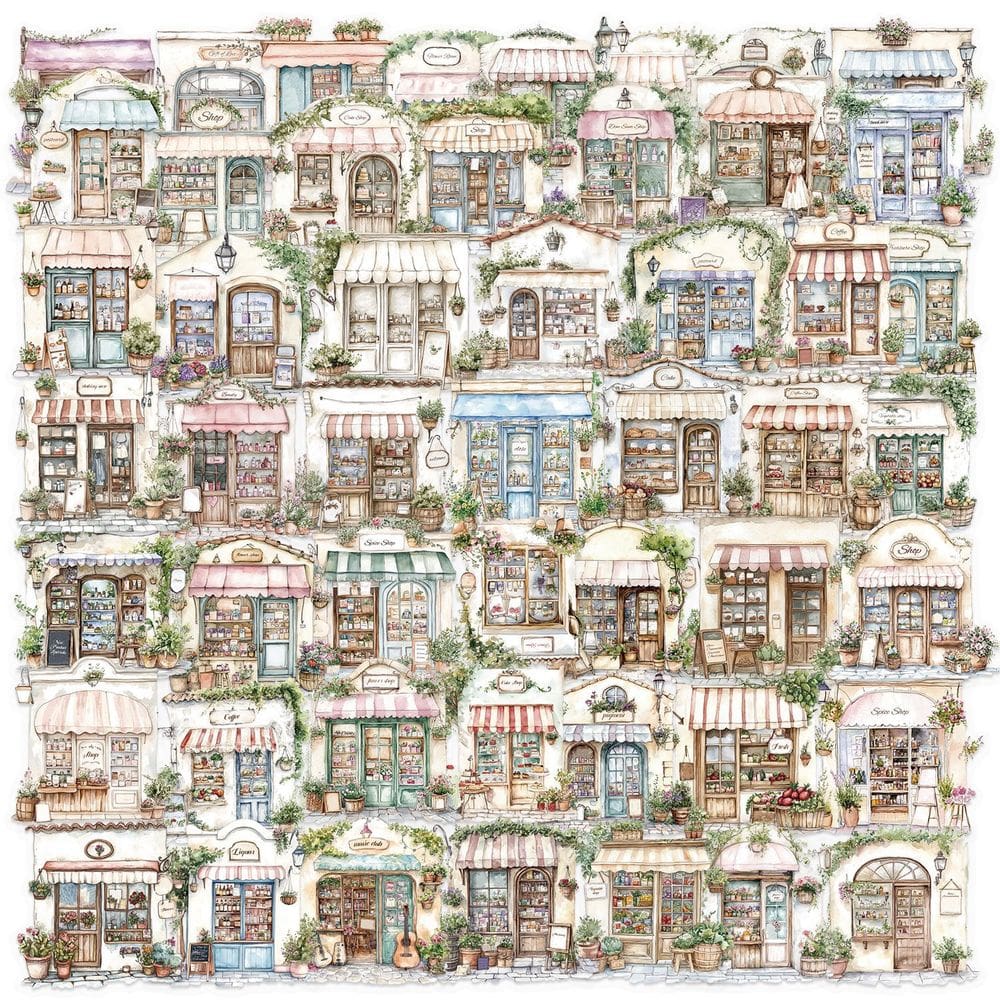 Pacote de adesivos em aquarela Vintage Shop, 50 unidades para decoração