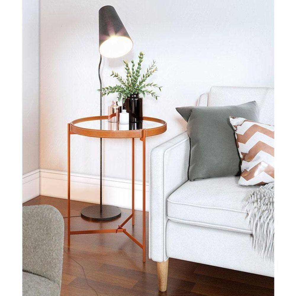 Mesa Lateral Ambiente Aqua Grande Com Espelho Cobre - Imcal