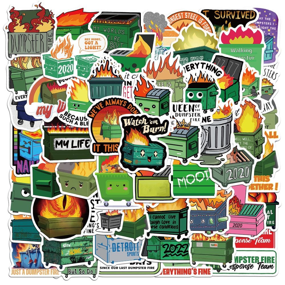 Pacote de adesivos Dumpster Fire, 56 unidades de adesivos Funny Meme