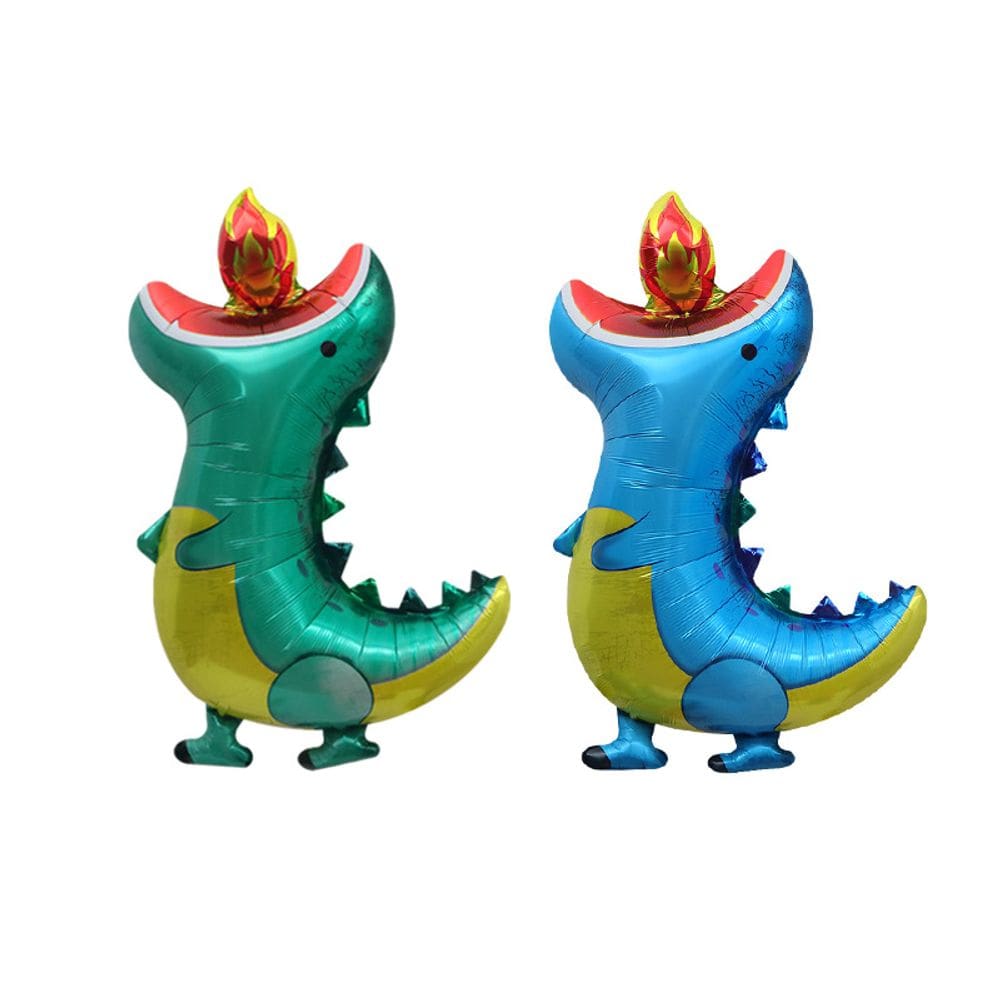 Balão metalizado, lindo dinossauro que respira fogo 87x61cm, 2 unidades