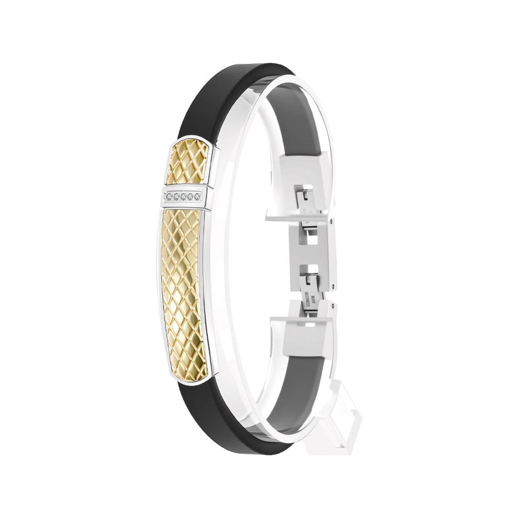 Pulseira masculina com textura Dragon Scale com detalhes dourados em aço inoxidável/PU