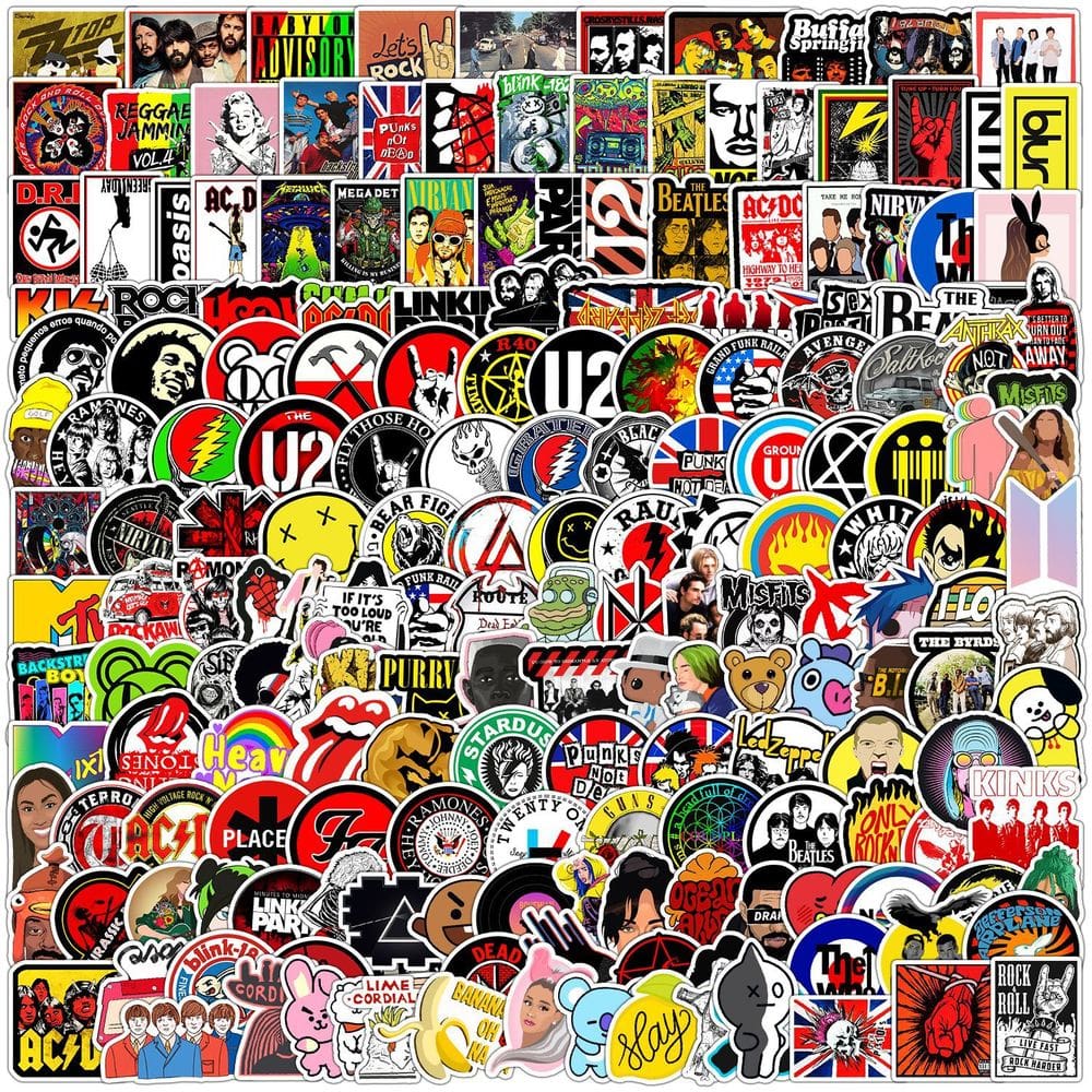 Adesivos Rock Music 100 peças de adesivos de vinil Punk Band para laptops
