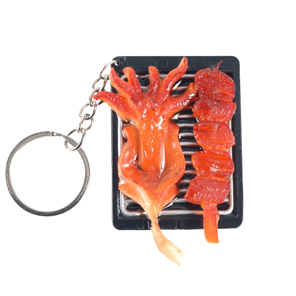 Chaveiro Creative BBQ Skewer Realistic PVC Food Chaveiro
