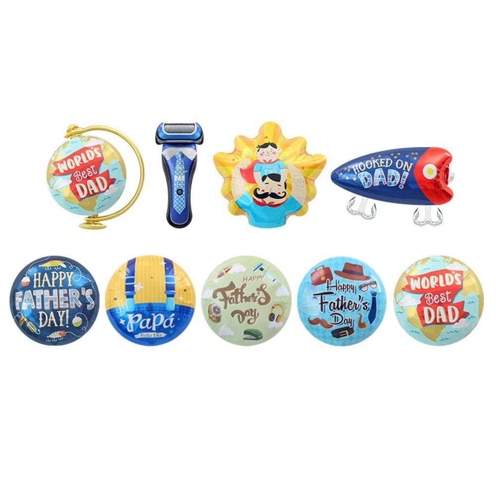 Conjunto de balões para Dia dos Pais, 9 peças de balões metalizados, design engraçado