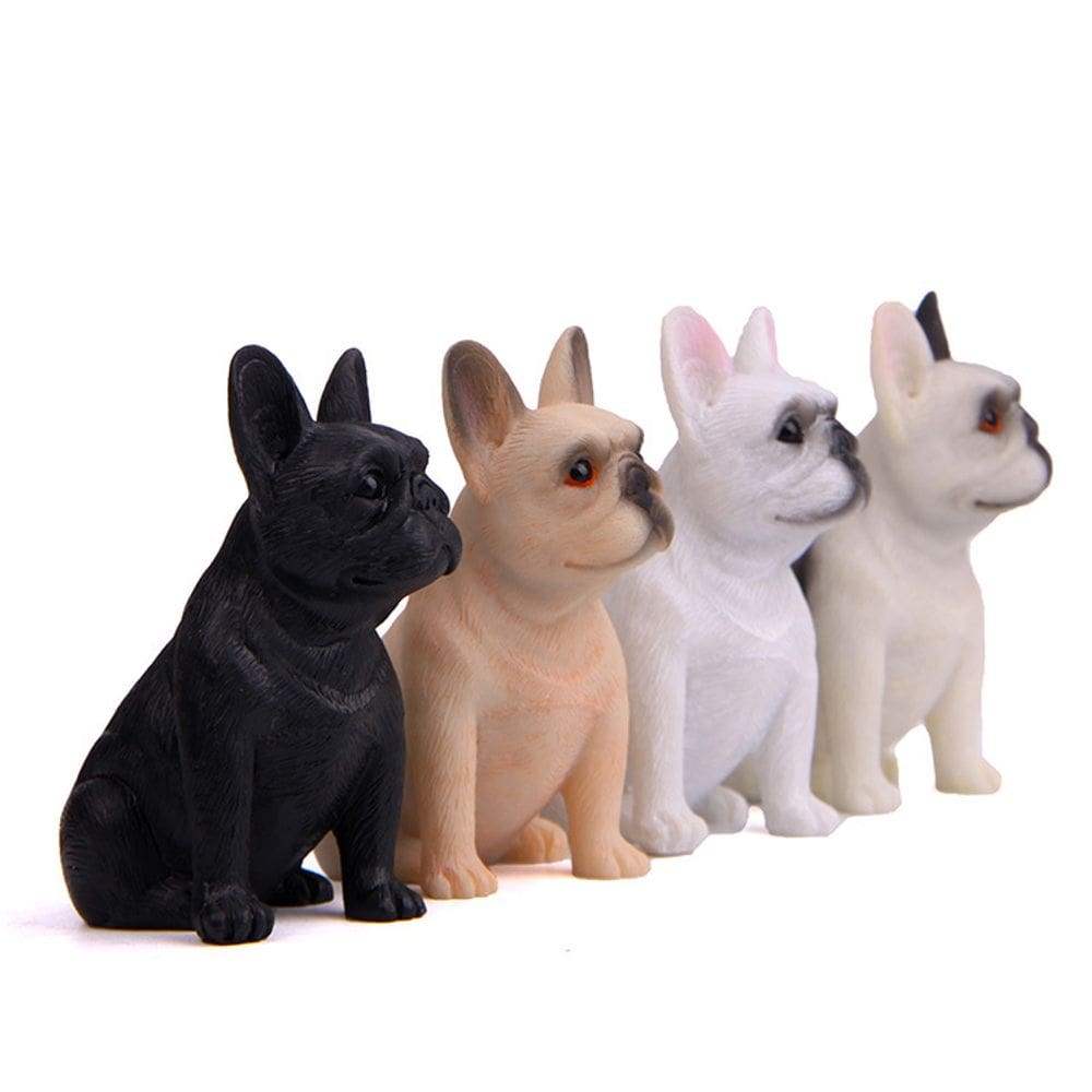 Estatueta de decoração de jardim em resina de buldogue francês 3,6 x 6,6 cm