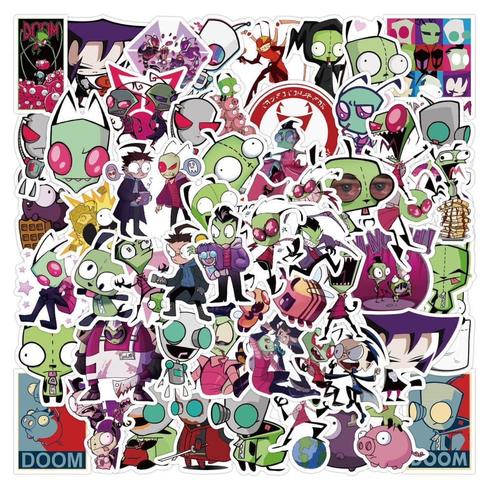 Pacote de adesivos Alien Zim Cartoon 50 unidades de vinil impermeável