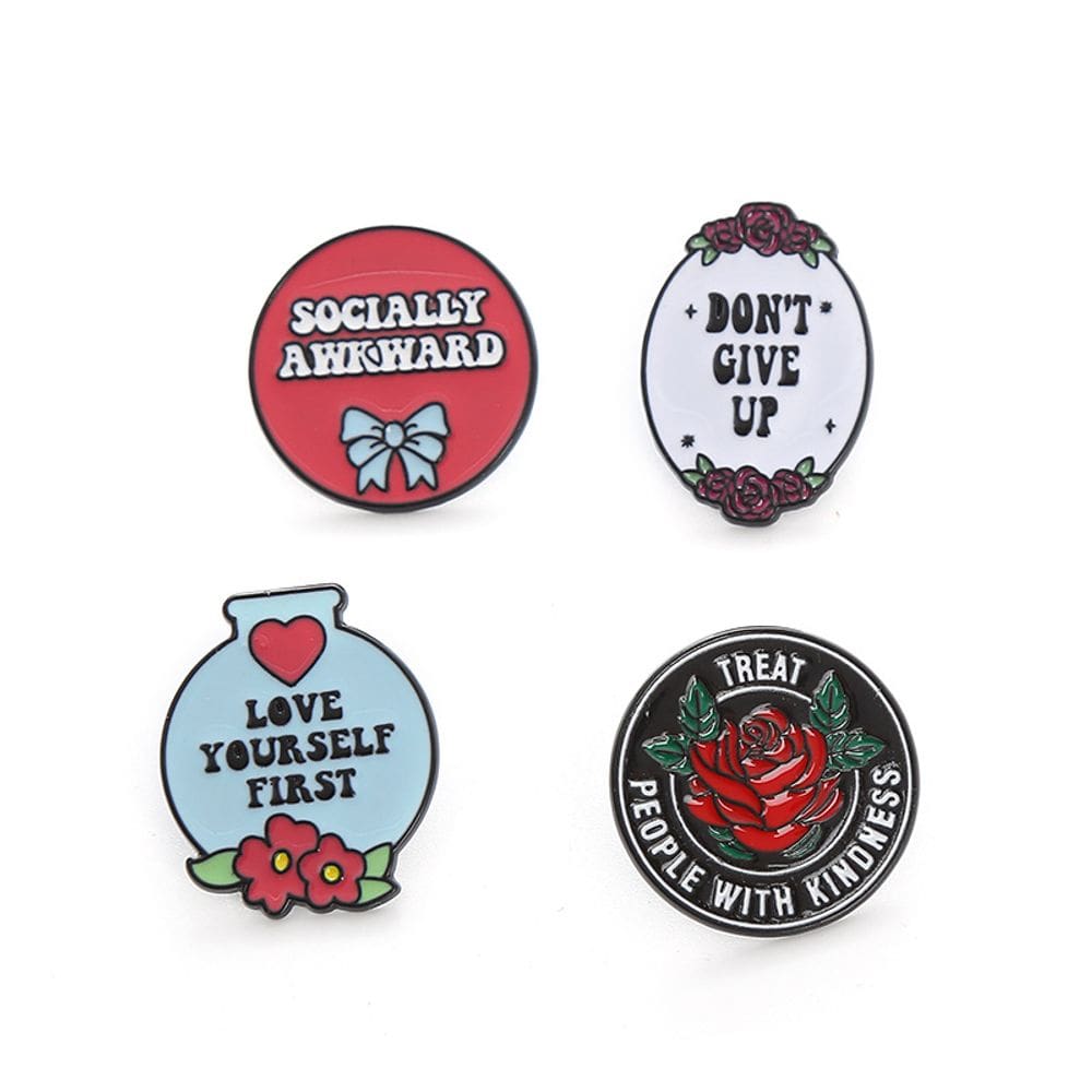 Conjunto de alfinetes de broche Inspirational Quote Alloy em formato oval redondo