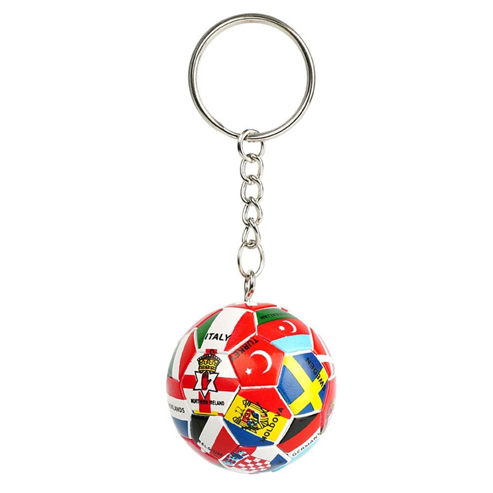 Chaveiro Mini bola de futebol com bandeiras nacionais em PVC 4cm