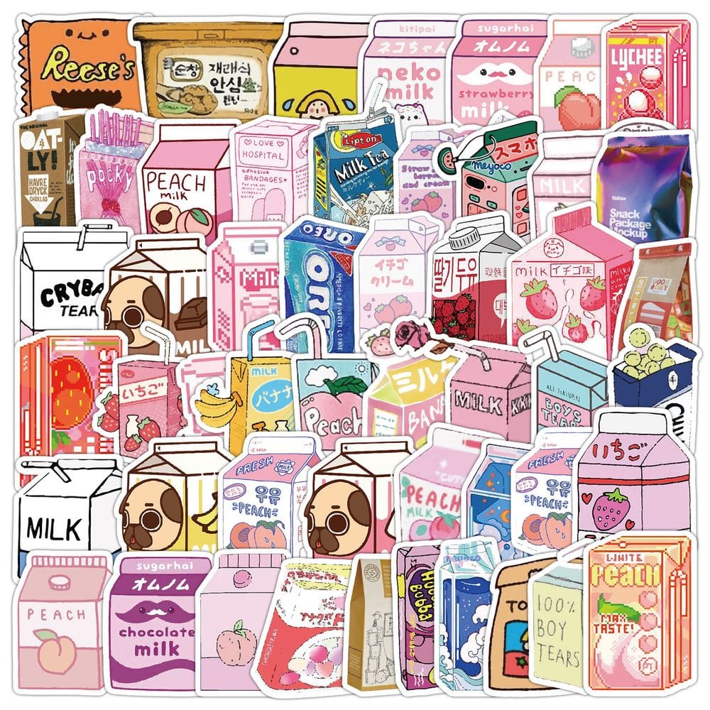 Pacote de adesivos: 50 unidades, embalagem, cartão estético, desenho animado, impermeável