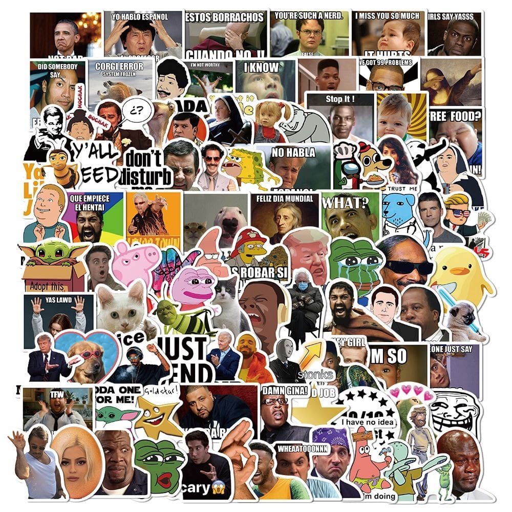 Pacote de adesivos Meme, 100 unidades Funny Expression for Teen