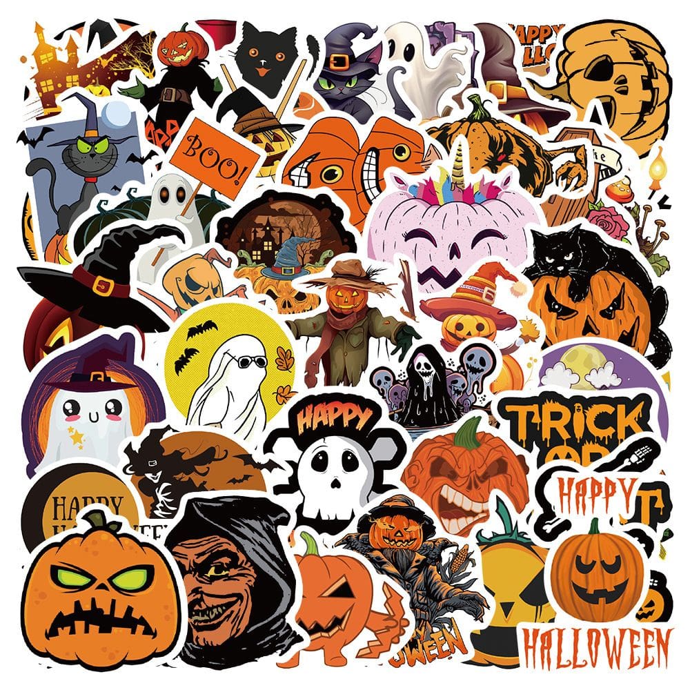 Pacote de adesivos de Halloween, 100 unidades Scary Pumpkin Ghost Skull B
