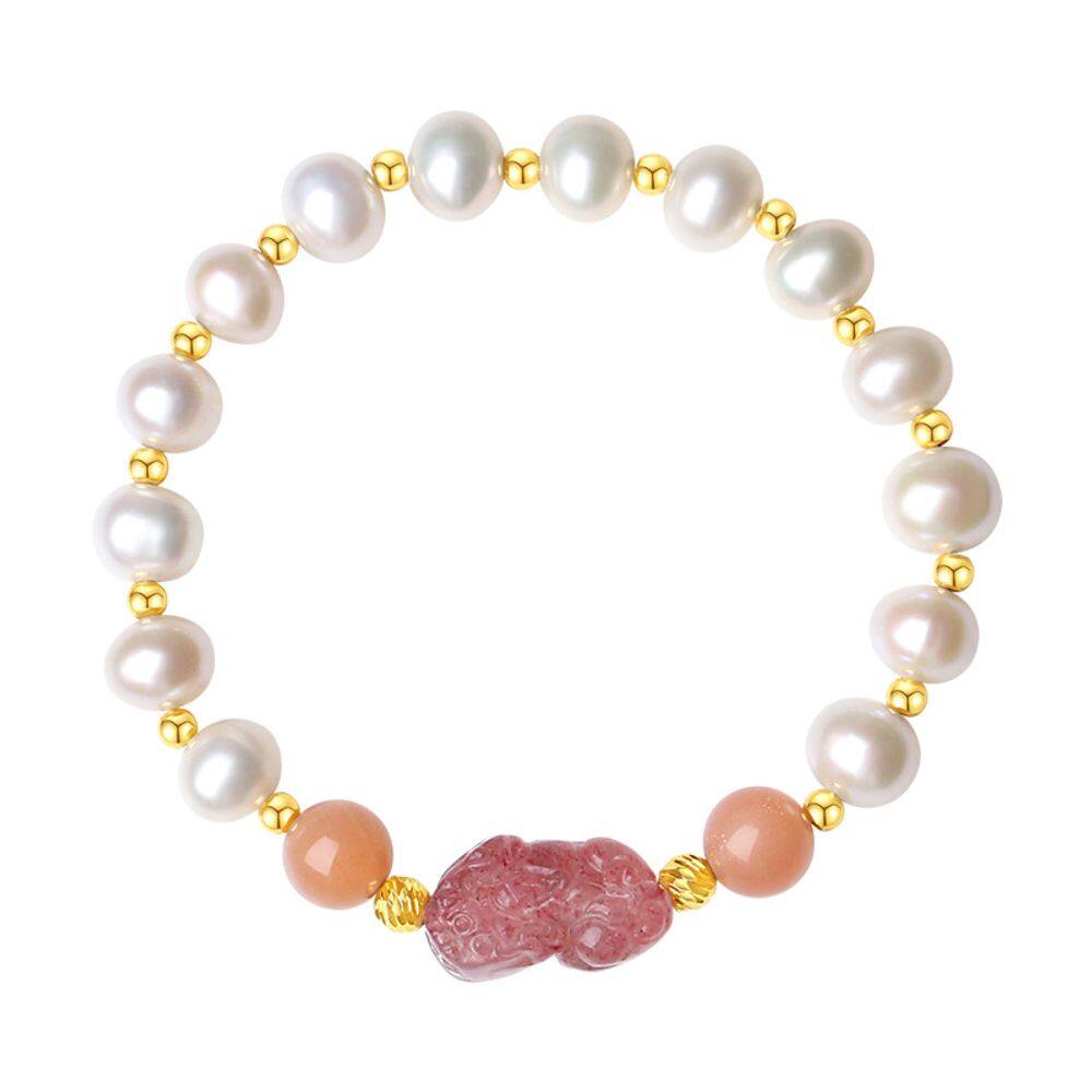 Pulseira Crystal Pixius Strawberry Freshwater Pearl Silver