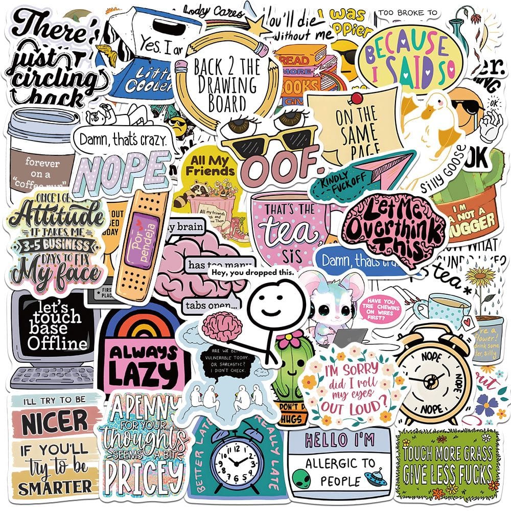 Pacote de adesivos Funny Meme, 200 unidades Prank Quote Decalques em vinil