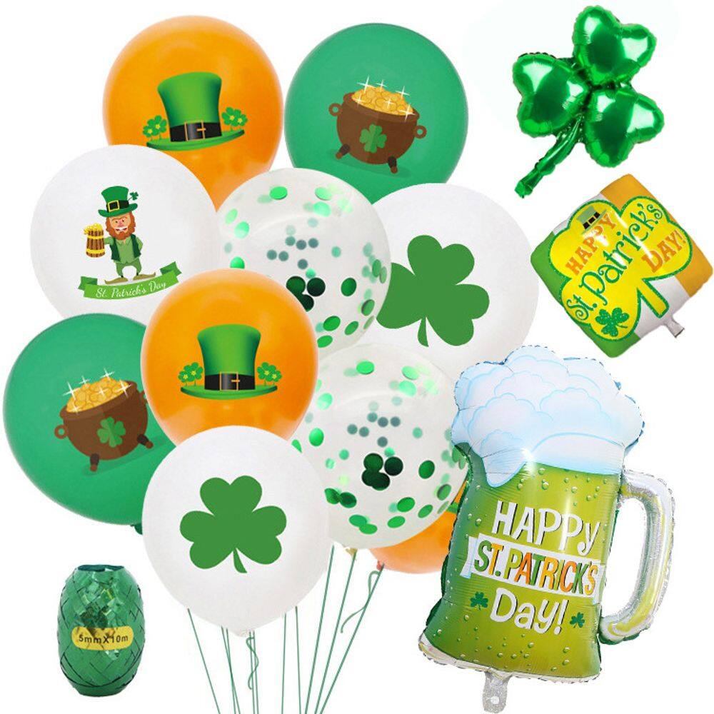 Conjunto de balões para o Dia de São Patrício, 28 unidades de balões de látex e alumínio
