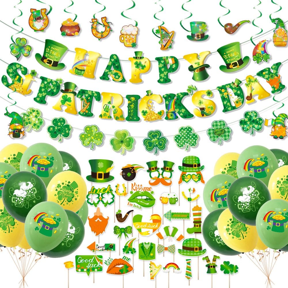 Conjunto de decorações de festa do Dia de São Patrício, 75 unidades