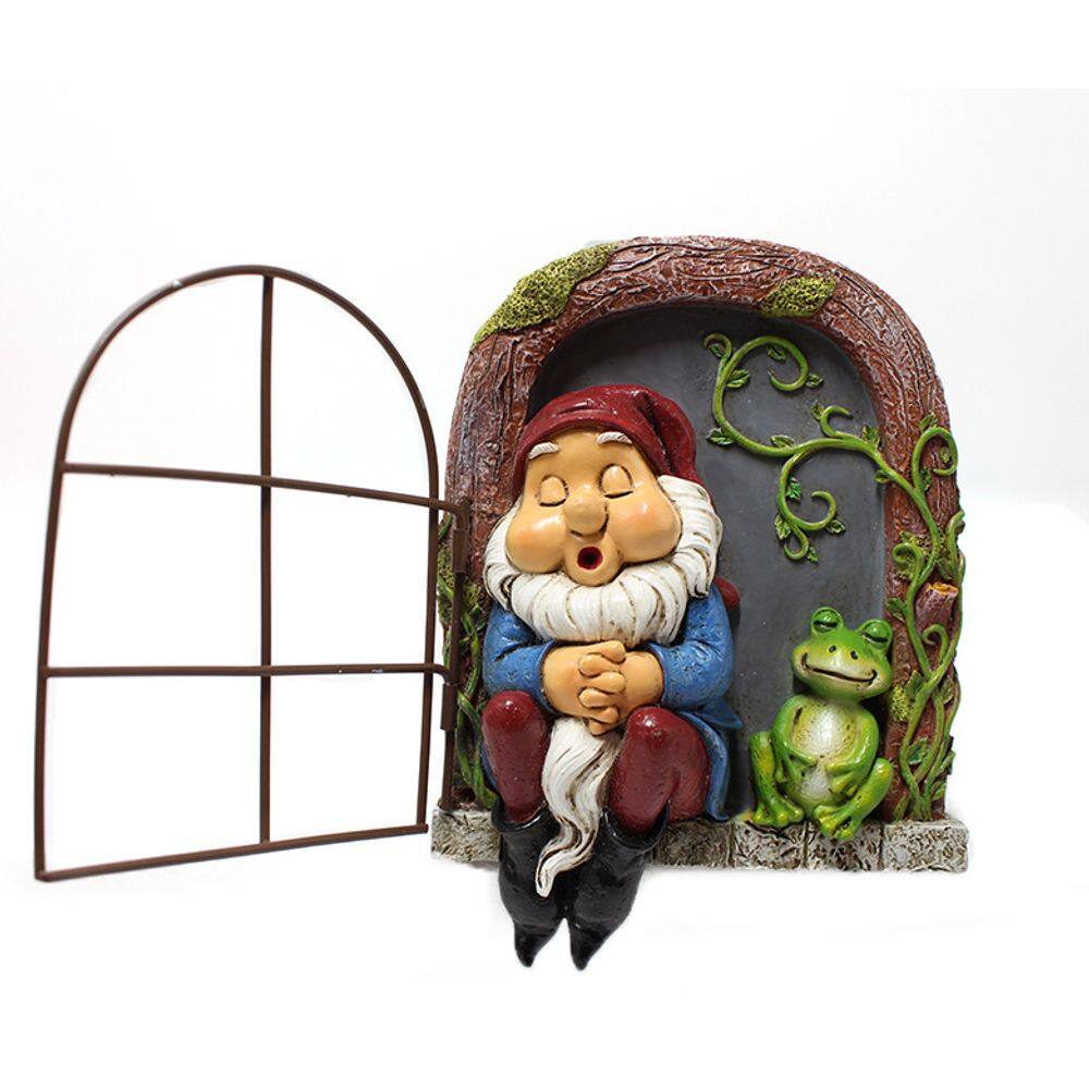 Escultura de parede Sleeping Gnomo and Frog Resin Garden