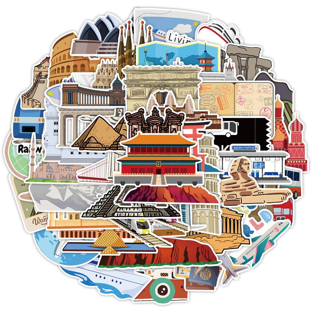Adesivos Famous Landmark Travel 50 unidades Creative World Archi