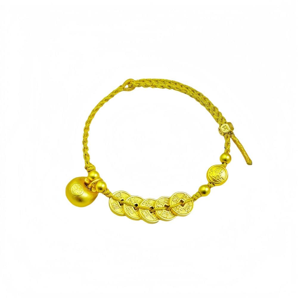 Pulseira de cinco moedas banhada a ouro para mulheres chinesas tradicionais