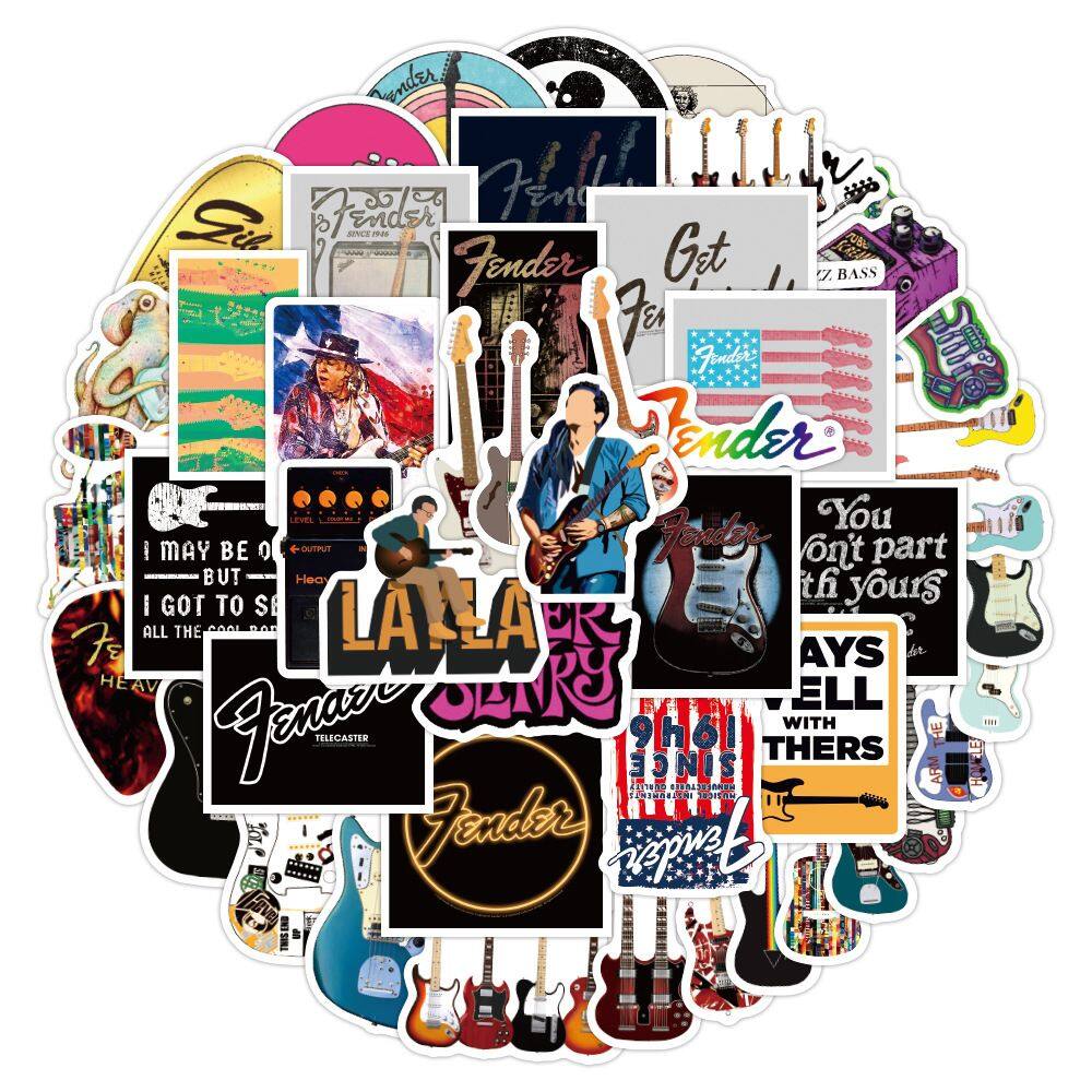 Adesivos, instrumento musical, 50 peças, decalques de vinil de desenho animado