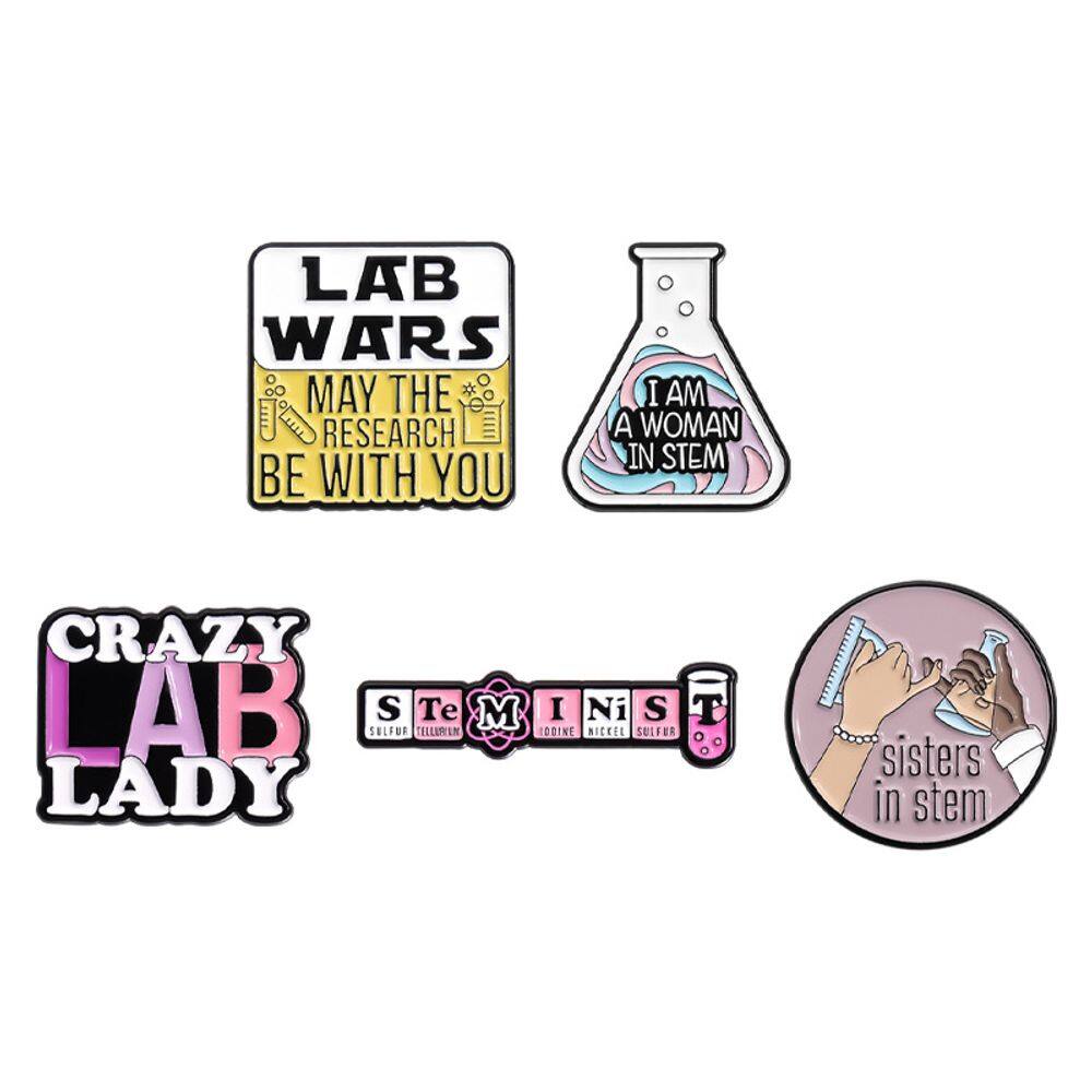 Broche Pins Set Science STEM Women Empowerment Alloy