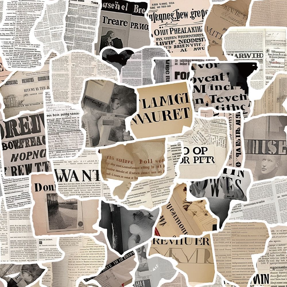 Pacote de adesivos, jornal retrô, pergaminho antigo, 35 unidades