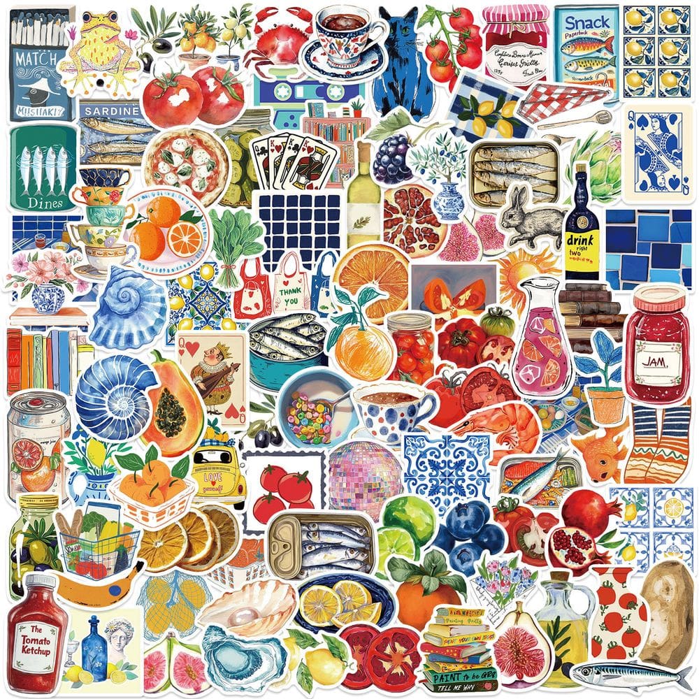 Pacote de adesivos Mediterranean Tomato, 50 peças de vinil impermeável