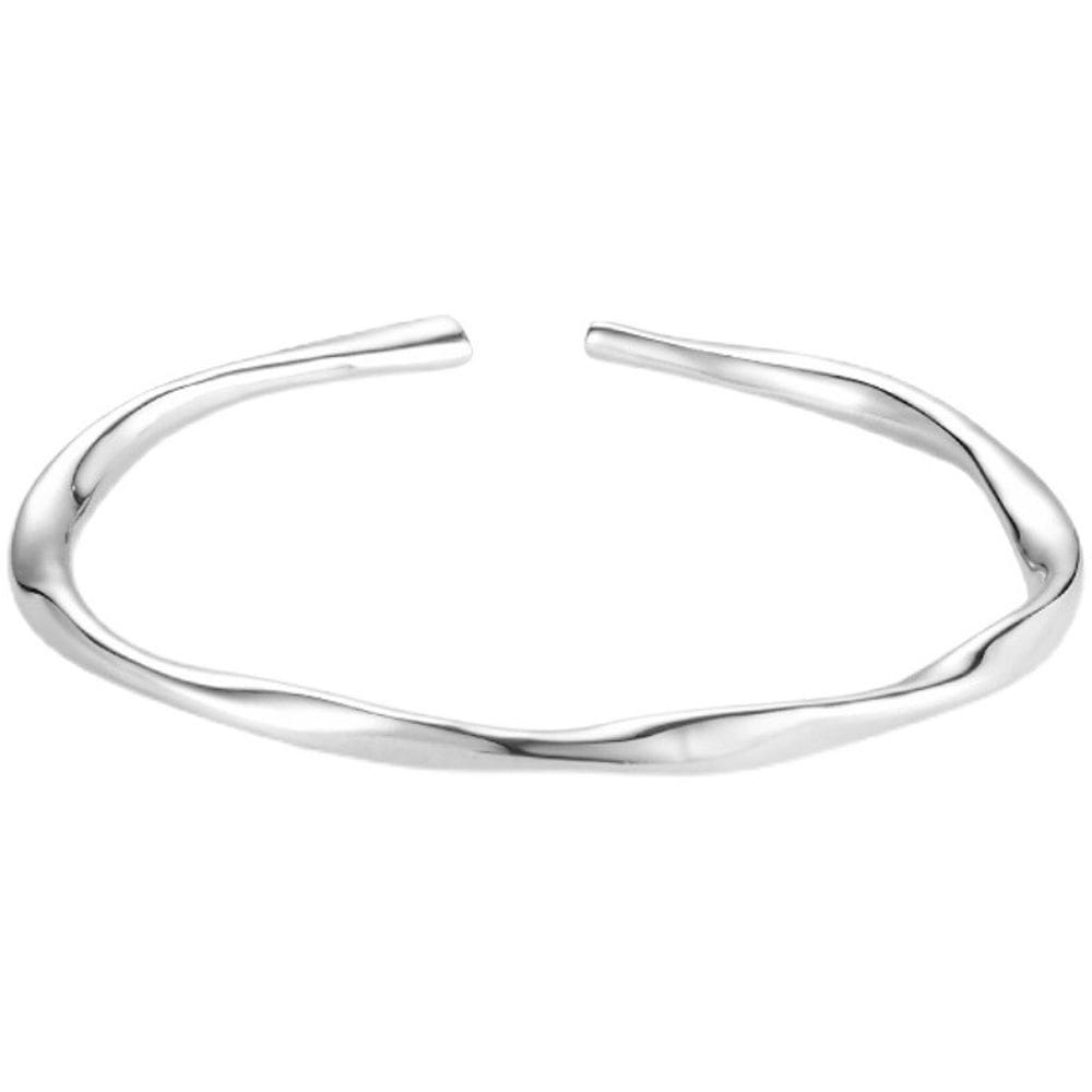 Pulseira S925 Silver Mobius para mulheres, Twisted Minimalist