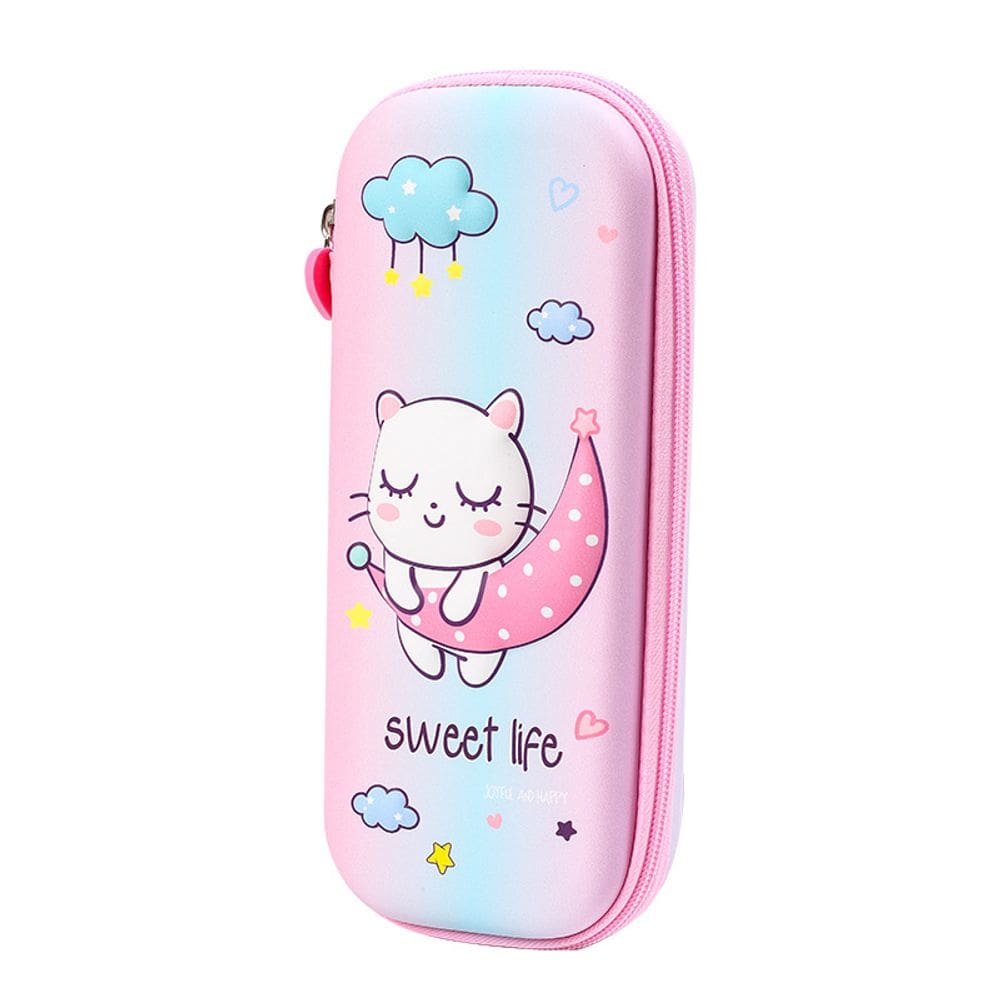 Estojo de lápis EVA Cute Cartoon Cat de grande capacidade 22 cm rosa
