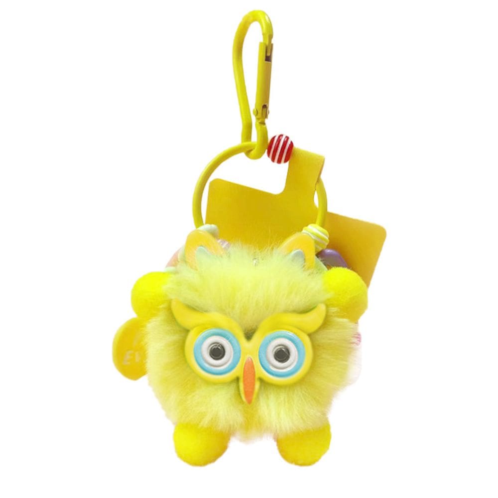Chaveiro de pelúcia Creative Yellow Owl com corrente colorida de 8,5 cm
