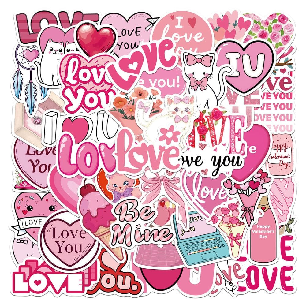 Adesivos Romantic Love Heart para Dia dos Namorados, 100 unidades