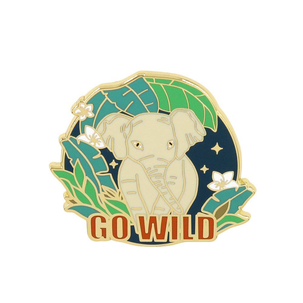 Broche Pin Go Wild Elephant Cartoon Jungle Animal Alloy