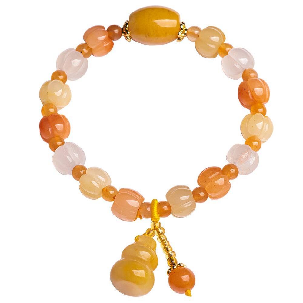 Pulseira natural Jinsi Yu Gourd Pumpkin Beaded para mulheres