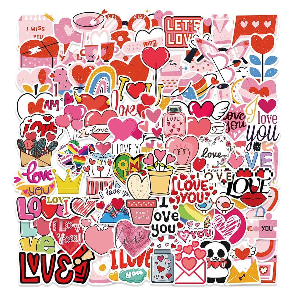 Pacote de adesivos de vinil para o Dia dos Namorados, 50 unidades Pink Love