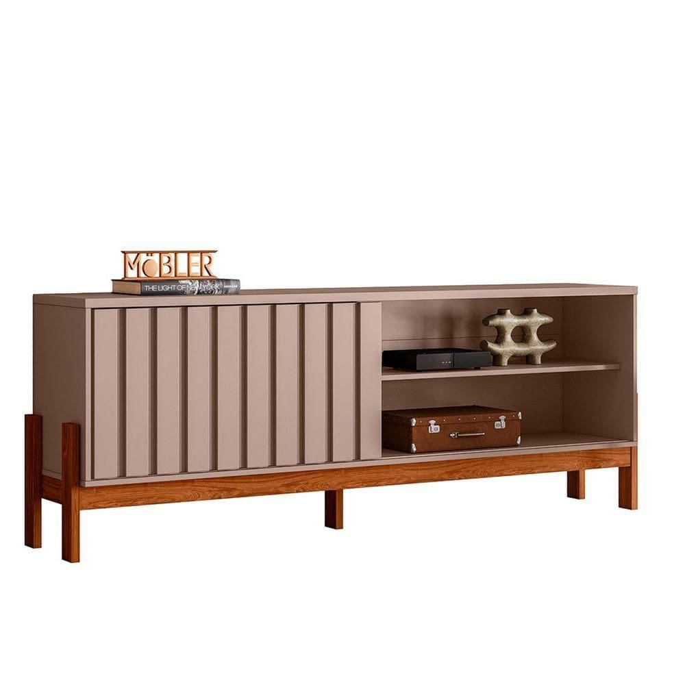 Bancada Rack New Aurora Sala Para Tv De 75 Polegadas Grigio Fosco Com Cinamomo