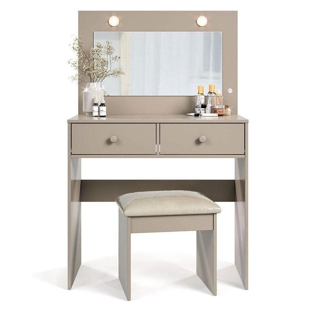 Penteadeira Camarim E Banqueta Maia Com Almofada Mani - Luapa Móveis