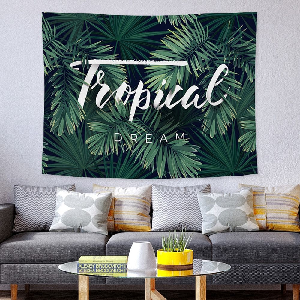 Tapeçaria para pendurar na parede Tropical Dream Green Palm Leaf 150x130cm