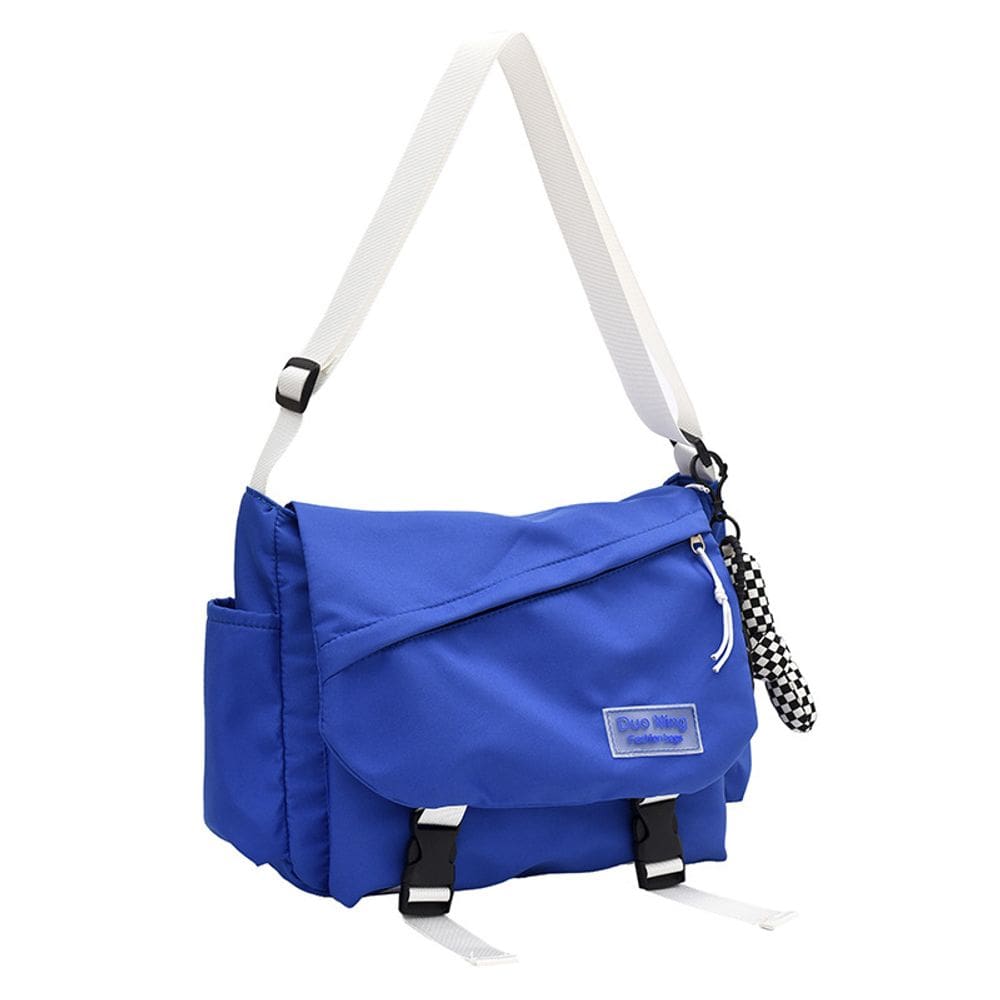 Bolsa Messenger de lona de grande capacidade para mulheres azul 31cm