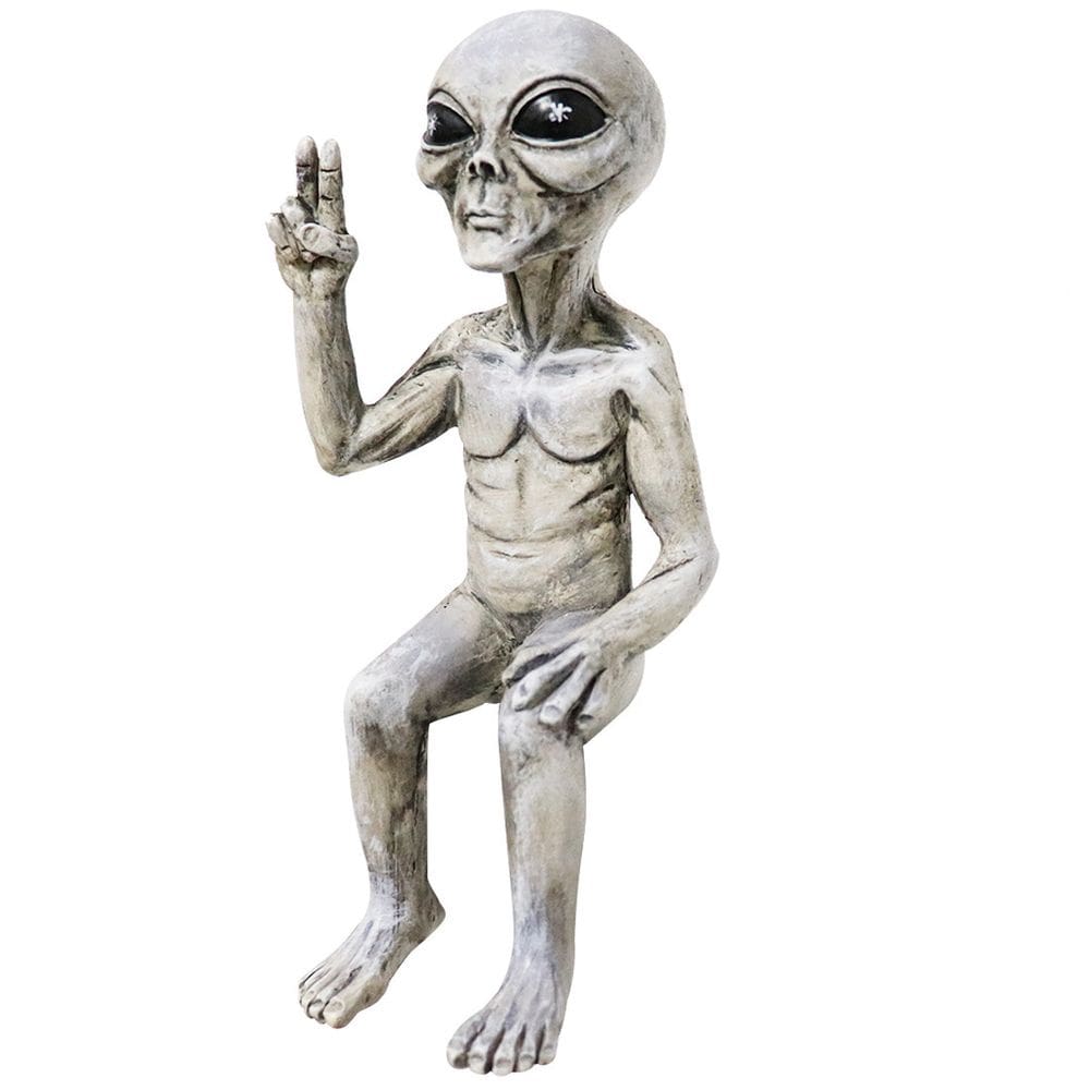 Escultura de decoração de jardim Alien UFO Resin 15,5 cm
