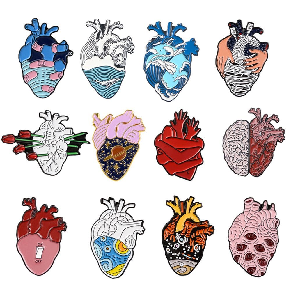 Conjunto de broches Creative Heart Colorful Anatomy Inspirado