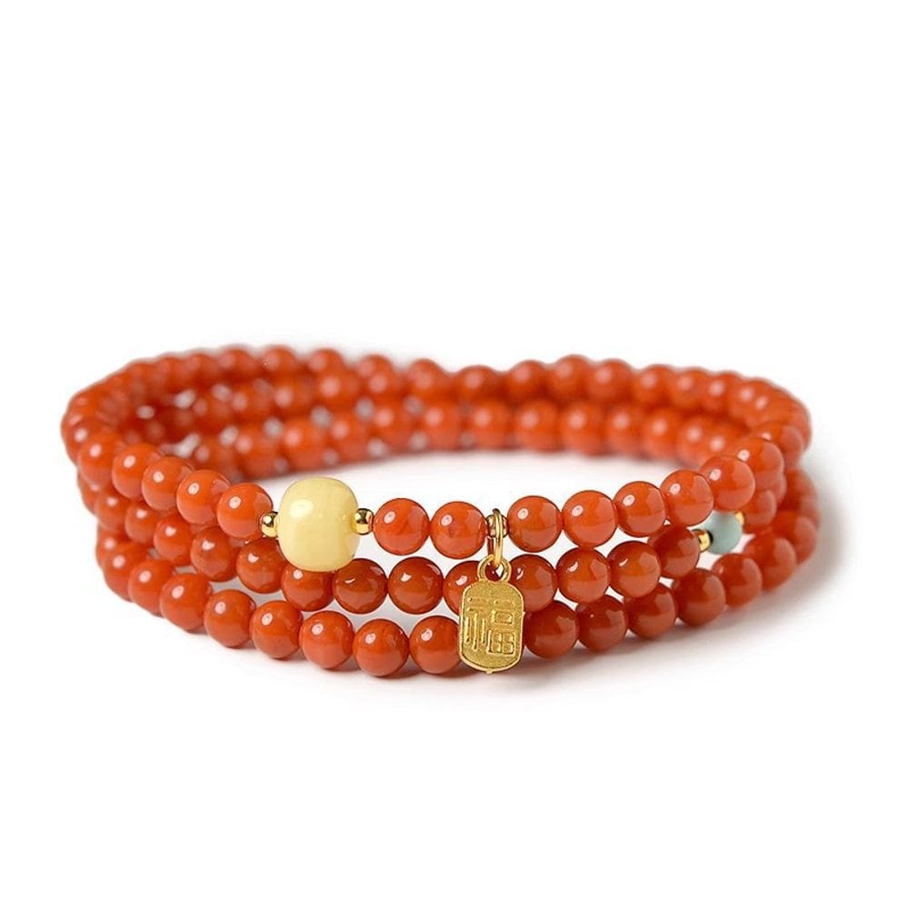 Pulseiras South Red Agate Triple Layer para mulheres