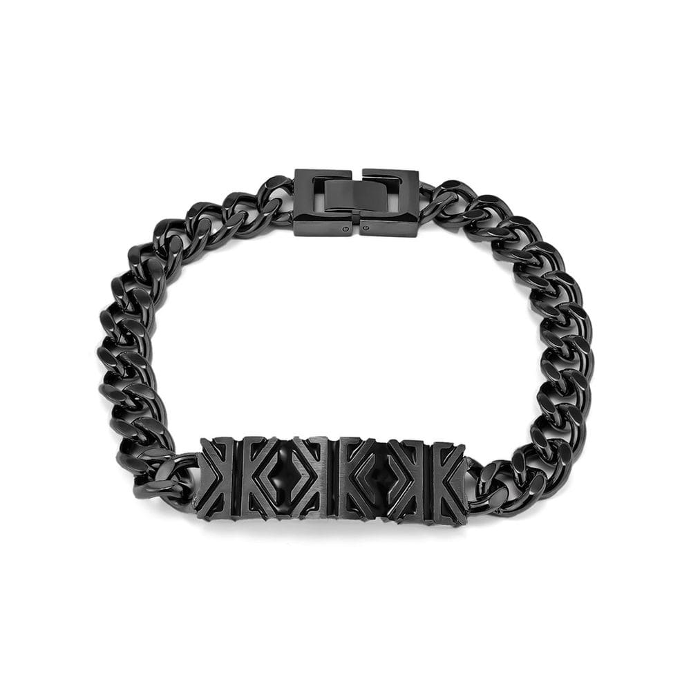 Pulseira de aço inoxidável para homens com centro geométrico esculpido