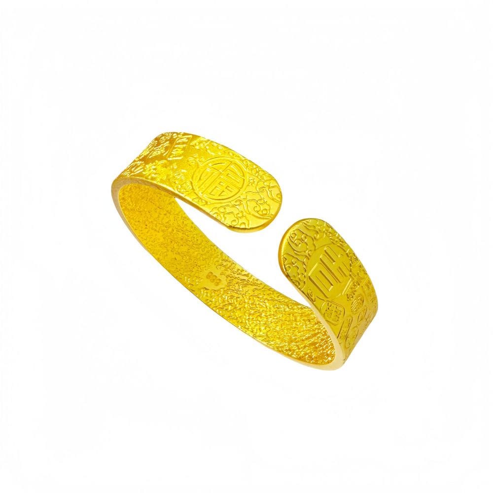 Pulseira Gold Placer Wide Open Cuff para mulheres de 55 g e 14 mm de largura