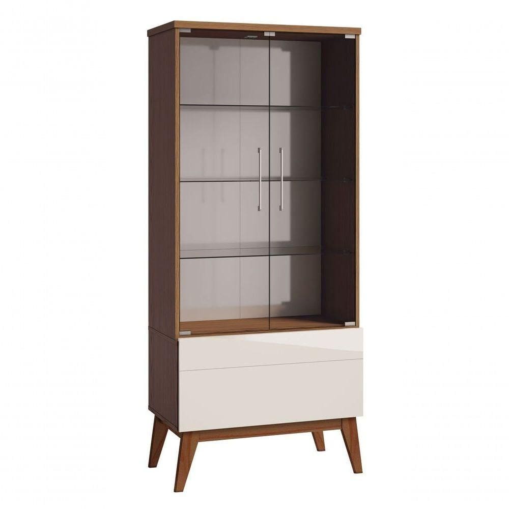 Cristaleira Classic 1g Freijó Com Off White - Imcal Móveis