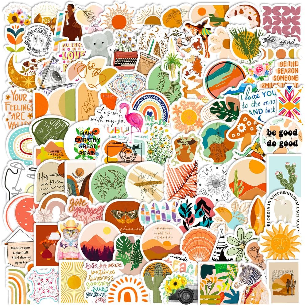 Adesivos Mini Boho Rainbow 4 cm à prova d`água 100 unidades