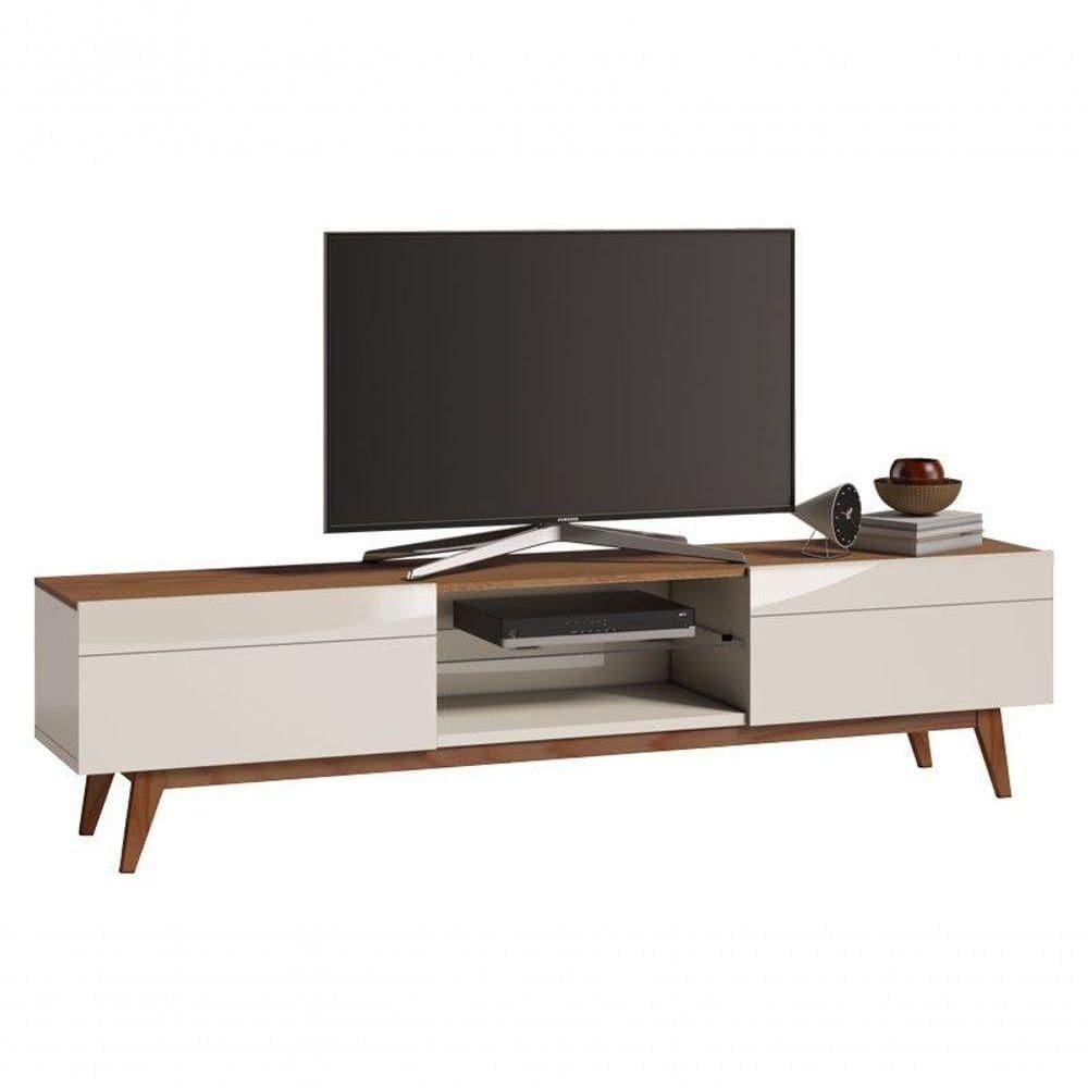 Rack Classic 2g Off White Com Freijó - Imcal Móveis