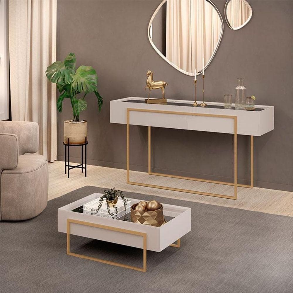 Aparador E Mesa De Centro Ambiente Suri Bali - Dj Móveis