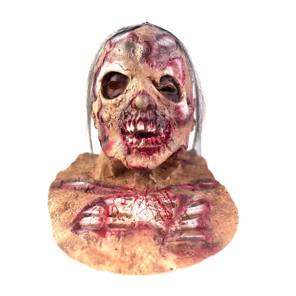 Máscara Zombie Mummy de resina facial completa com mancha de sangue 22x50cm