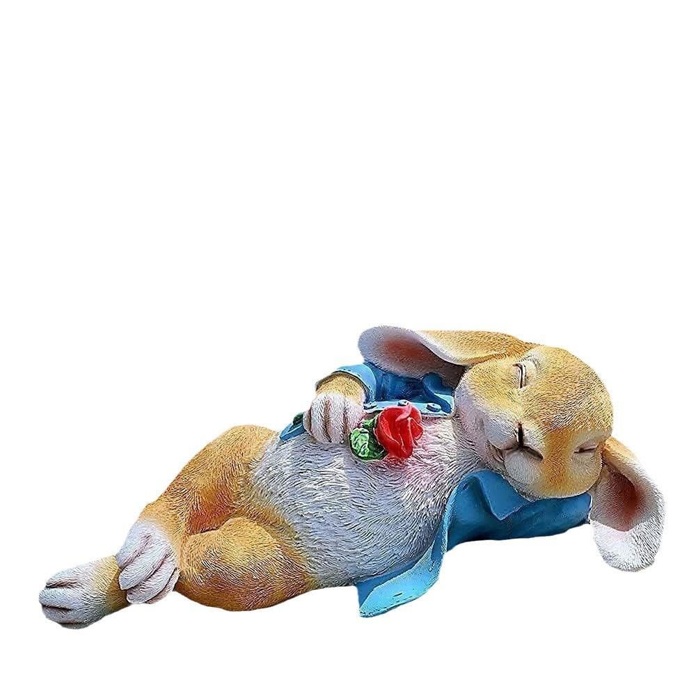 Decoração de jardim, escultura de coelhinho da Páscoa, resina de 20 cm