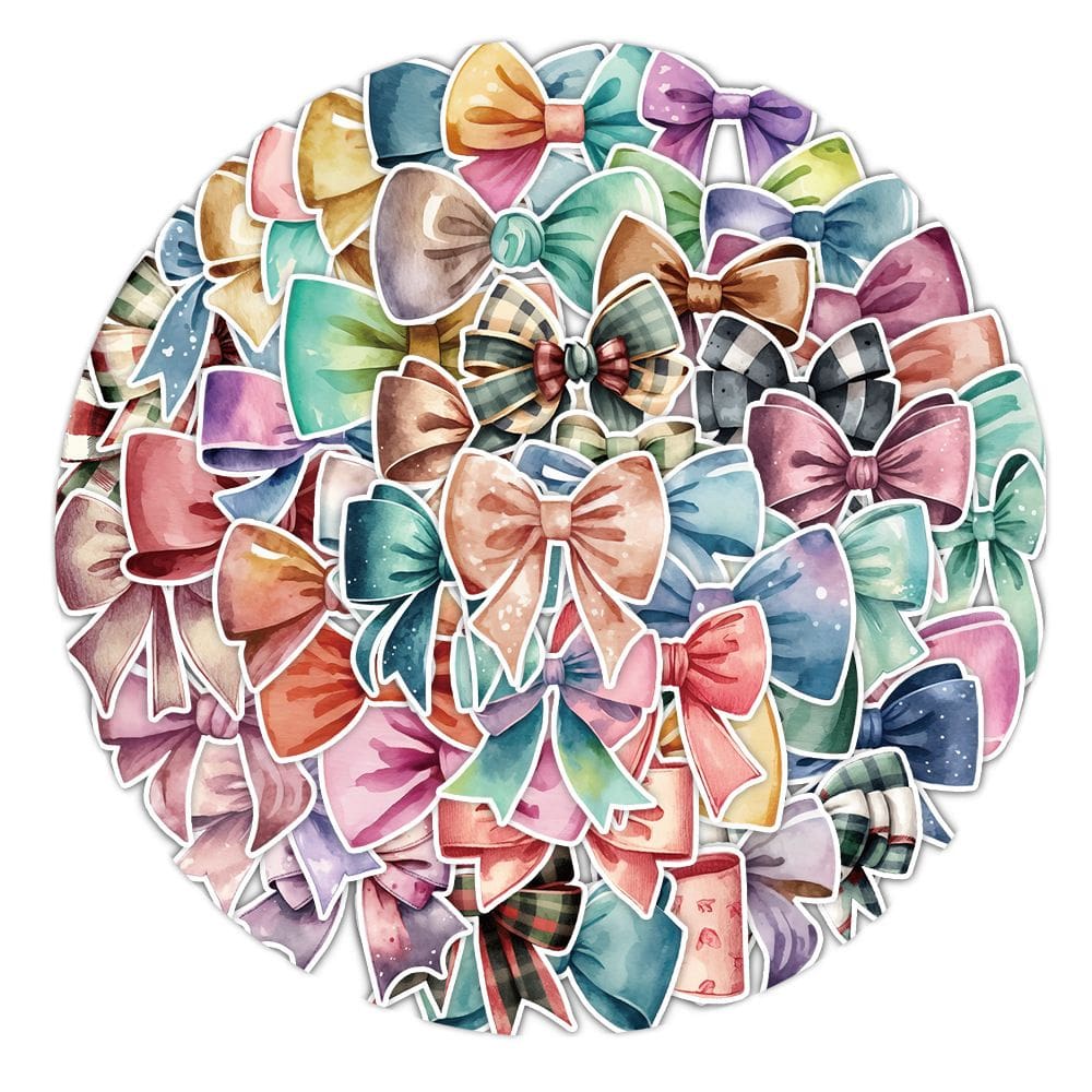 Conjunto de adesivos Creative Cartoon, pacote de 50 peças de gravata borboleta